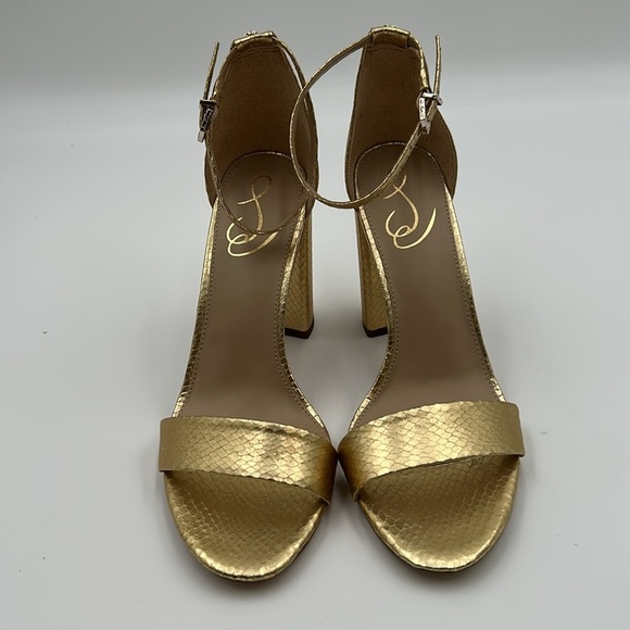 2525- Sam Edelman Yaro Gold Boa Print Ankle Strap Sandals Size 9.5 M NWT - Picture 4 of 10